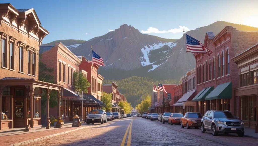Historic mountain town of Georgetown, Colorado in daylight