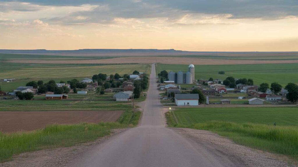 A rural-meets-small-town landscape in Fort Lupton, Colorado