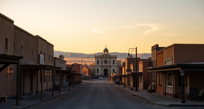 A realistic small historic town scene in San Luis, Colorado