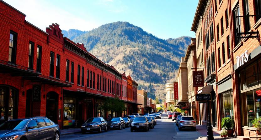 A realistic street-level view of Central City, Colorado