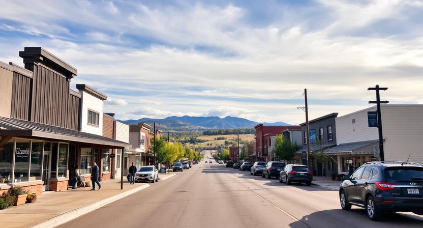 A realistic daytime street view of Elizabeth, Colorado