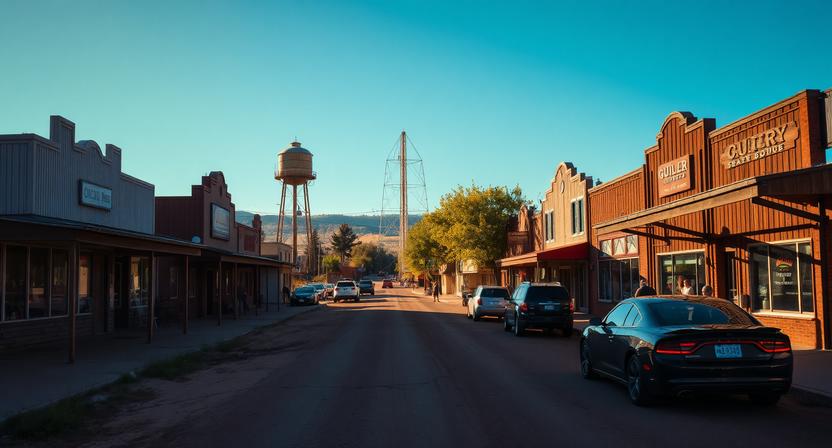 A quiet main street of Aguilar, Colorado